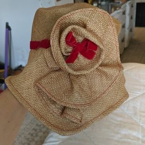 Hats in the Belfry Tan and Red Straw Hat.